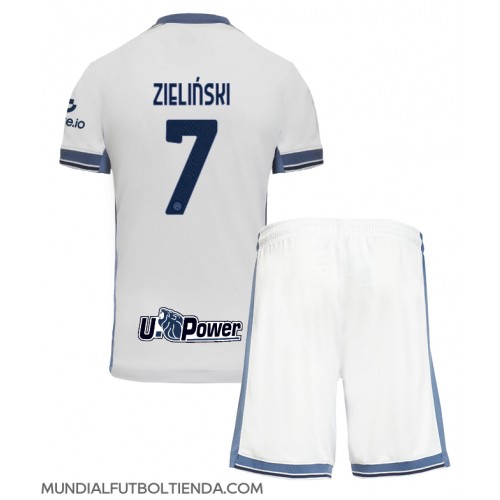 Camiseta Inter Milan Piotr Zielinski #7 Segunda Equipación Replica 2024-25 para niños mangas cortas (+ Pantalones cortos)